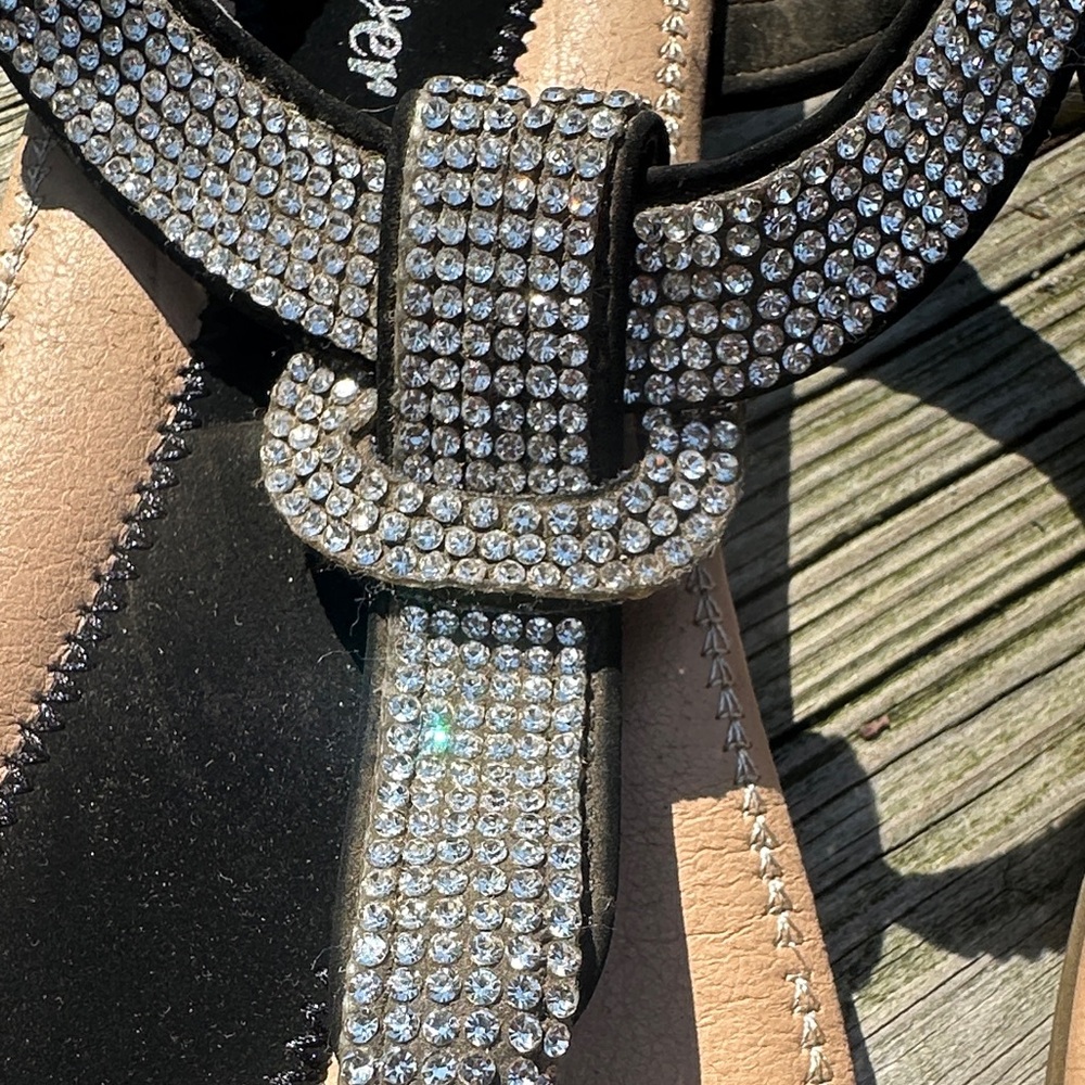 Forever 21 Black and Beige Rhinestone Sandals - Picture 3 of 5